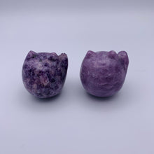 Load image into Gallery viewer, Lepidolite Cat Sphere Carving
